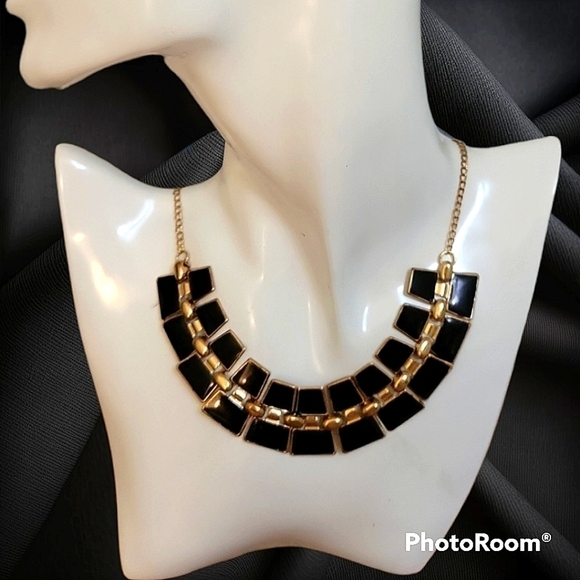 Private Label Jewelry - 5/$25 Black Geometric Cleopatra Style Bib Necklace